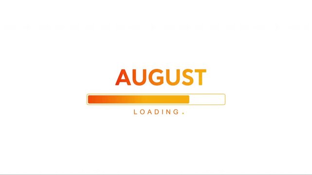 August Loading Progress Bar Animation with Orange Progress Indicator on White Background