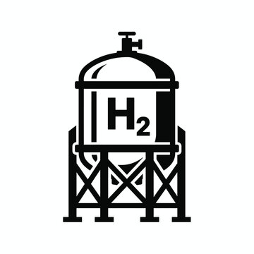 Hydrogen H2 Storage Tank Icon for Green Energy Infrastructure and Industrial Clean Fuel Storage