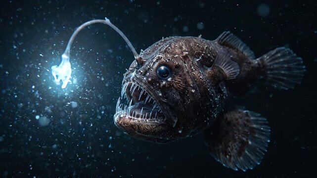 Anglerfish Glowing in the Abyssal Darkness