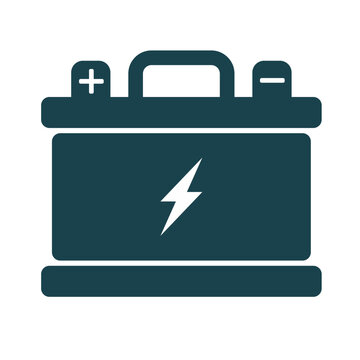 Car Battery Flat Vector Clipart Logo Icon Illustration