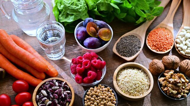 Foods products improving digestive health. Constipation relief food.