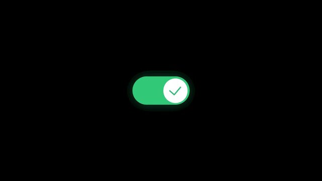 UI toggle switch animation with particle effect, transparent alpha