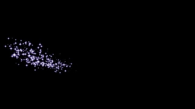 Glowing glitter trail animation with twinkling magic , shining sparkle motion on transparent and black screen, Magic sparkles glittering line stars, magic dust, pixie dust path,4k video