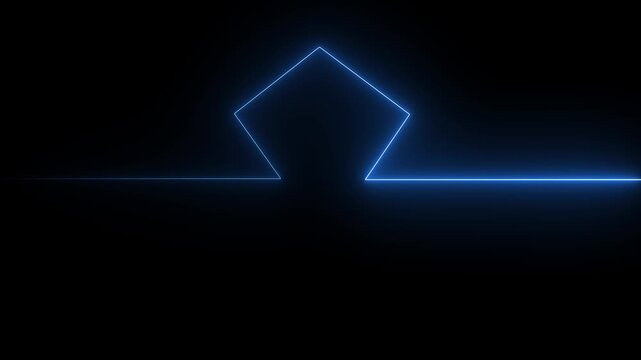 A minimalist neon line icon glows with sharp, luminous edges, smoothly transitioning between vibrant colors like blue, creating a modern, sleek design.