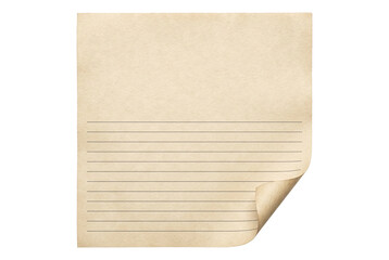 Fototapeta premium Vintage Lined Paper Sheet with Curled Corner