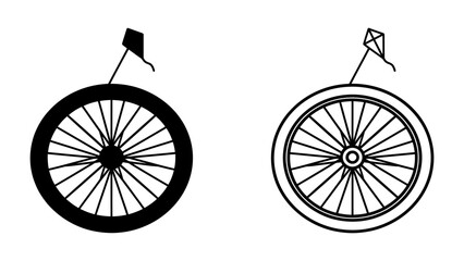 Fototapeta premium Kite on Wheel: A simple graphic depicting a wheel with a kite attached, symbolizing childhood, fun, and playfulness.