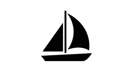 Fototapeta premium Vector illustration of simple black silhouette icon of a sailboat on a transparent background