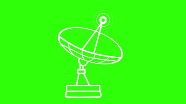 Line drawing of a satellite dish antenna isolated simple communication icon animation