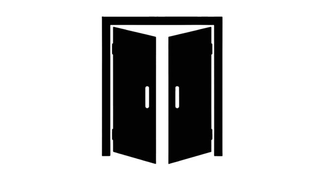 Vector illustration of double door icon, open entrance symbol, vector illustration on a transparent background