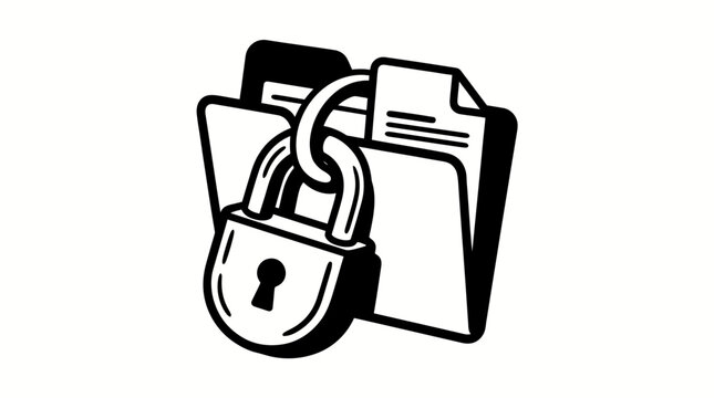 Secure Document Folder with Padlock Icon - Data Protection Concept