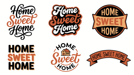 Obraz premium A collection of creative 'Home Sweet Home' quotes in various artistic styles, conveying warmth and comfort associated with one's living space.