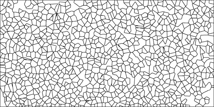 Imagined surface decay shown through fragmentation. White color Broken Stained-Glass Background with black lines. Cream Broken tiles mosaic seamless pattern. Fabric vintage print. 