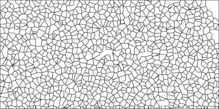 Imagined surface decay shown through fragmentation. White color Broken Stained-Glass Background with black lines. Cream Broken tiles mosaic seamless pattern. Fabric vintage print. 