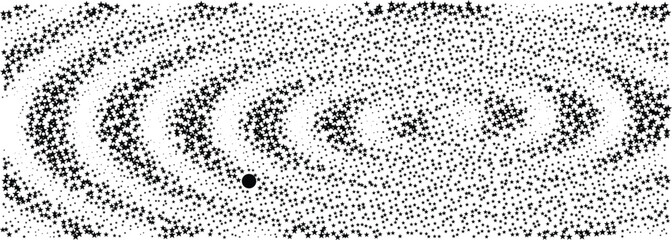 Stipple effect abstract spiral background, monochrome grainy dot work texture, vintage halftone concentric circles vector illustration © Muhammad