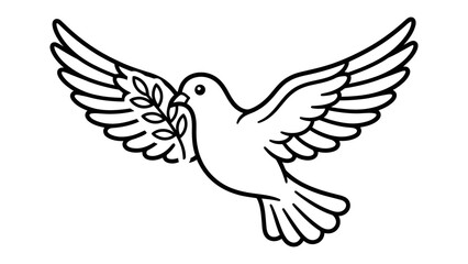 Fototapeta premium Dove of Peace in Flight: A stylized dove, a symbol of peace, soars through the air with an olive branch held gently in its beak.