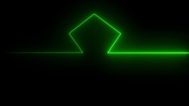 A minimalist neon line icon glows with sharp, luminous edges, smoothly transitioning between vibrant colors like green, creating a modern, sleek design.