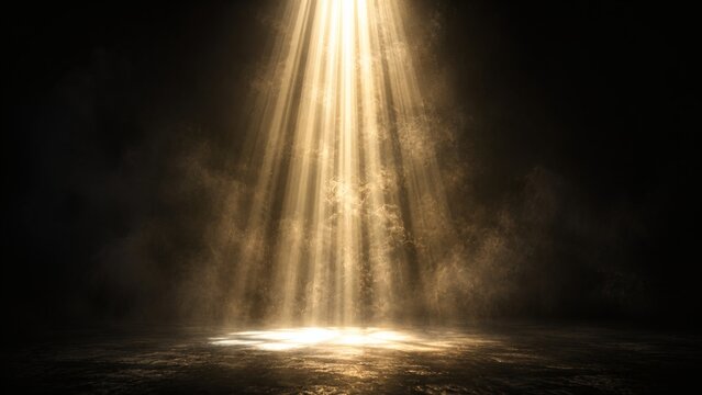 Dramatic Volumetric God Rays Breaking Through Atmospheric Studio Haze