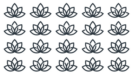 Obraz premium Minimalist black lotus flower repeating pattern.