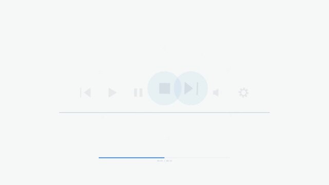 Animated Media Player Control Panel UI with Interactive Icon Highlights