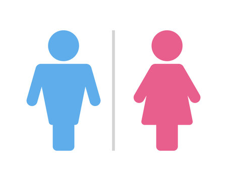 Man and woman symbol. Male and female toilet sign. Gentleman and lady toilet icon set. Gender icons. Washroom vector icon. Restroom icon. Vector illustration. EPS 10