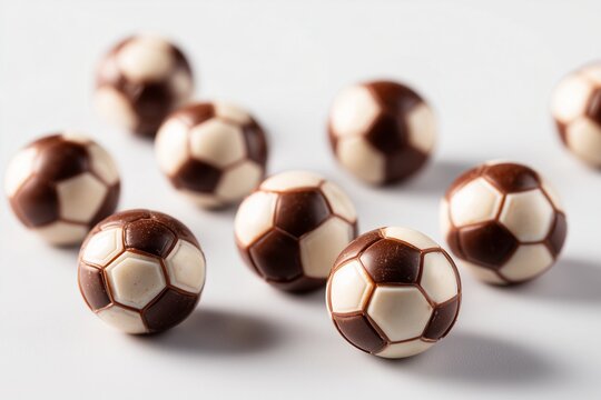 Soccer ball shaped chocolate candies