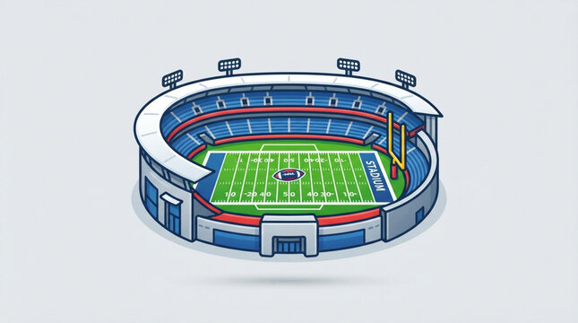 American football stadium icon. Isometric sports arena vector illustration.