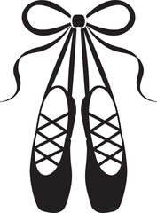 Ballet pointe shoes hanging with ribbon bow silhouette vector icon © Khilal