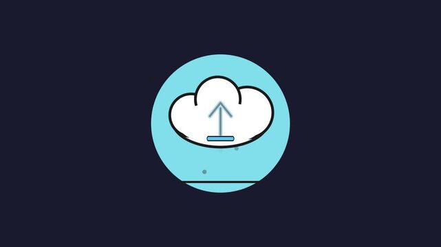 Looping Animation of Cloud Upload Icon for Data Backup