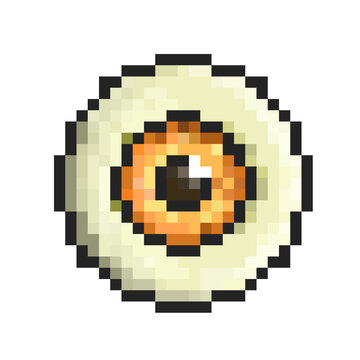 Cute pixel art Halloween eyeball vector illustration

