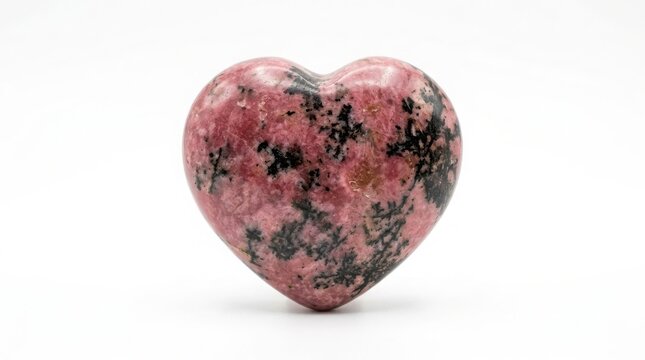 Heart shaped rhodonite gemstone polished specimen with rhodonite gemstone polished valentines romantic decorative collection specimen geological ornament metaphysical treasure accessory