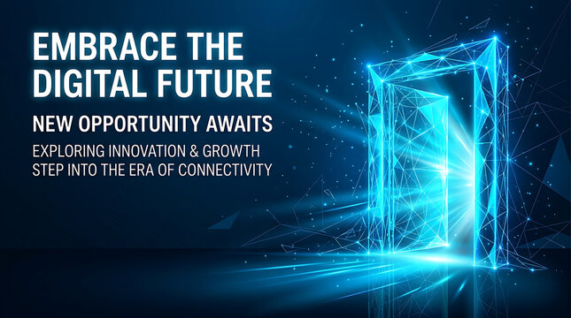 Digital future gateway representing innovation growth and connectivity [embrace the future]