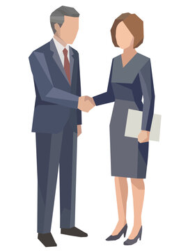 ビジネスで握手を交わす男女のイラスト