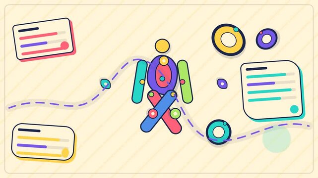 Playful sports performance fitness with colorful motion and progress markers