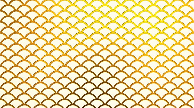 Elegant gold fish scale pattern background with metallic background seamless