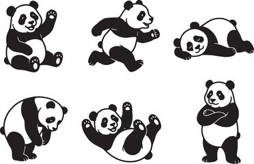 A set of pandas. Hand drawn vector illustration © Михаил Н
