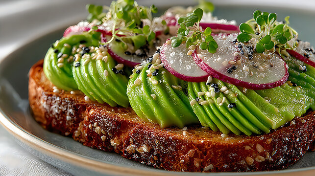 Elegant avocado toast arrangement whole grain bread images