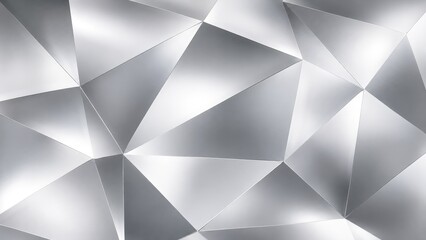 Fototapeta premium Abstract silver geometric metallic low-poly background with faceted triangular shapes and reflective gradient highlights