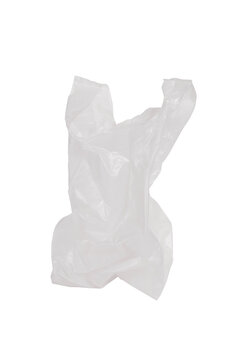 Old white plastic shopping bag isolated on transparent background.