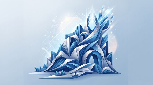 abstract new background design 2026 Abstract 3d ice or snow mountain landscape with jagged peaks illustration
