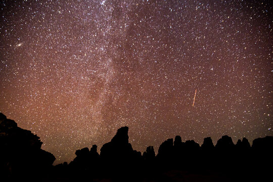 Milky Way Over Silhouetted Rock Pinnacles