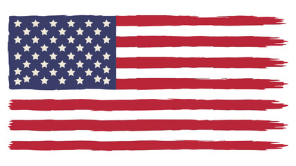 Obraz premium American flag illustration with a rough hand painted brush stroke texture and bold red stripes Vector
