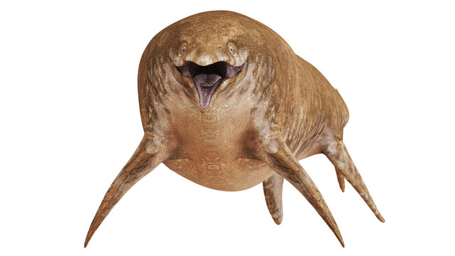 Realistic depiction of Dunkleosteus, a prehistoric fish.
