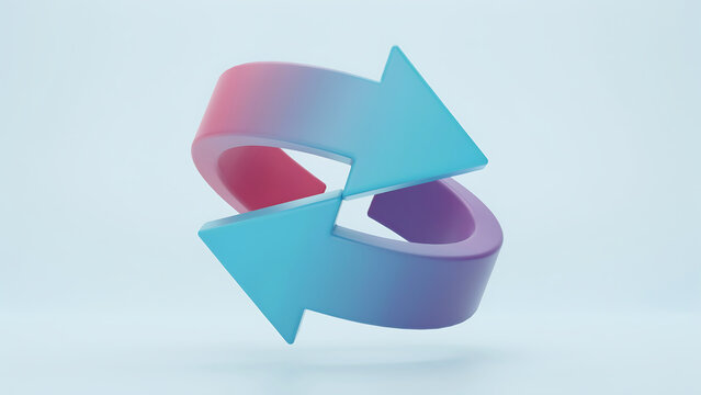 3D gradient circular refresh arrows symbol with gradient rotation business