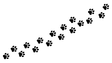 Black animal paw prints walking in a diagonal line path on a flat surface Vector © azad