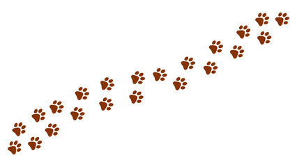 Brown animal paw prints walking in a diagonal line across the frame Vector © azad