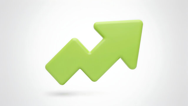 Green upward arrow indicating financial growth with financial, business
