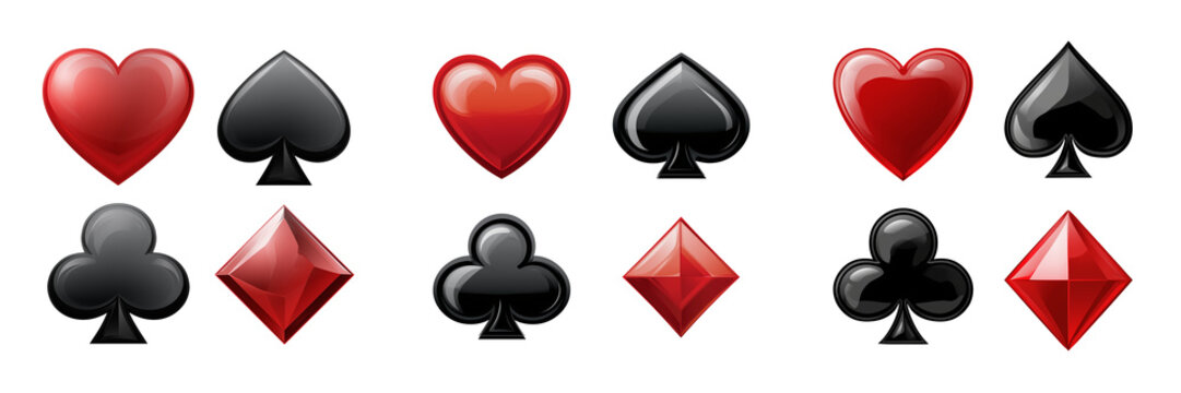 Set of Ace of Hearts playing card standing upright on transparent png background. Ai generated