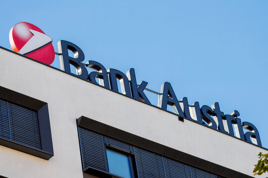 Bank Austria Logo Displayed on Company Office Building in Vienna, Austria.