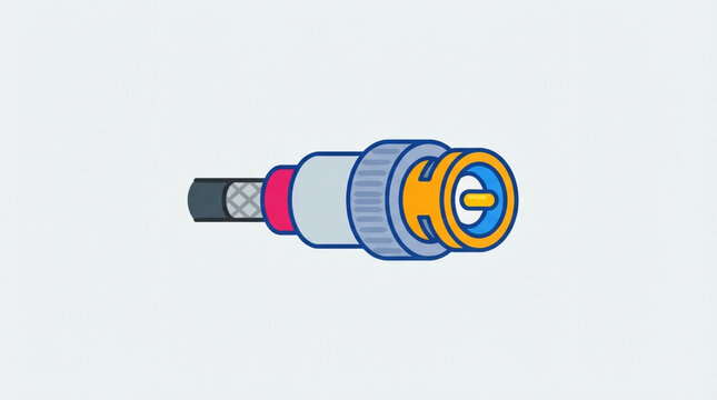 BNC connector icon. Coaxial cable plug for video and radio frequency signal transmission.