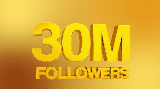 30 million followers milestone celebration animation for social media 4K